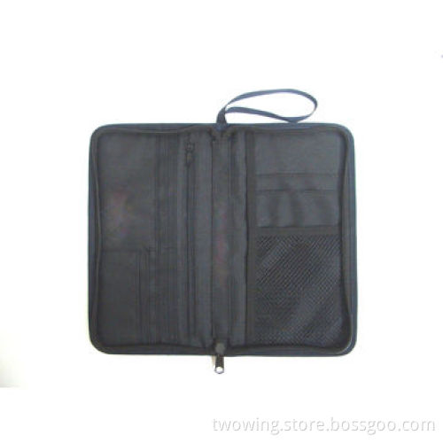 Passport holder, 600D polyester fabric, PP webbing loop for handle